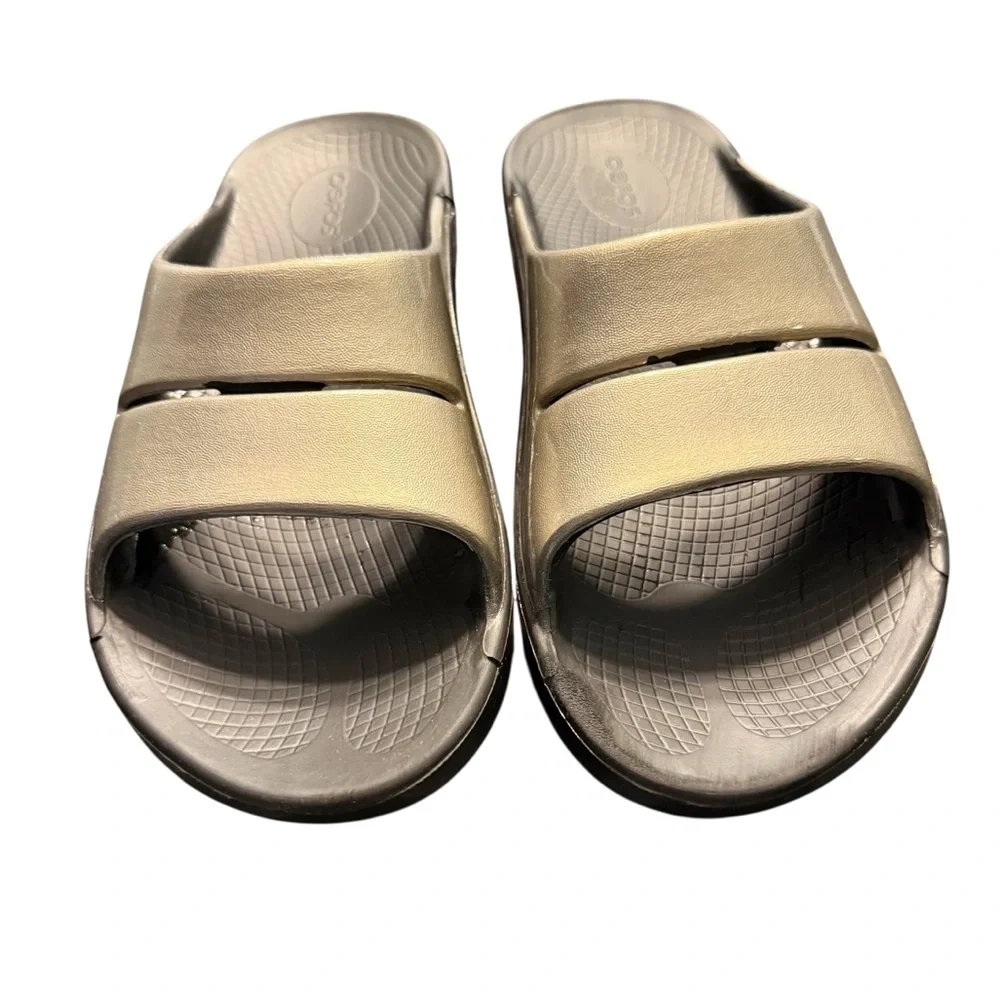 OOFOS OOMEGA Ooahh Platform Comfort Slide Iridescent Gray Women‎ US 9 / EU 40